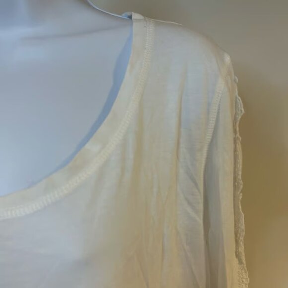 LAUREN RALPH LAUREN Jeans Sz XL White Lace 3/4 Sleeve 1/4 Button Casual Comfort - Picture 3 of 7